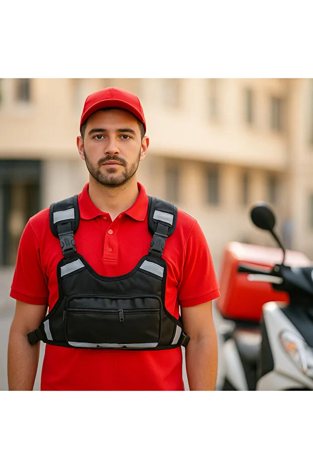 Motosiklet Reflektörlü  Yelek Ve Motosiklet Göğüs Çantası